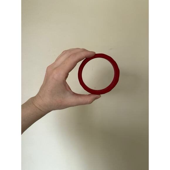 Vintage Bangle Bracelet Translucent Cherry Red Resin Asymmetrical Made In Italy - Picture 6 of 13